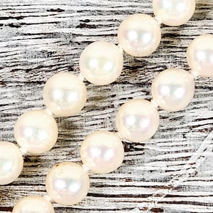 Vintage 5.8mm Pearl Necklace 24&quot;14K Gold Filigree Clasp Knotted Silk Luxury Beautiful Amazing Value