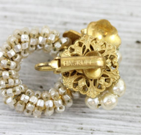 Vintage Miriam Haskell Glass Pearl Earrings Clust… - image 6