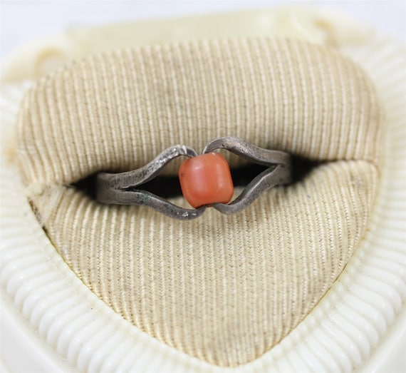 Vintage Mediterranean Coral Sterling Silver 925 R… - image 1