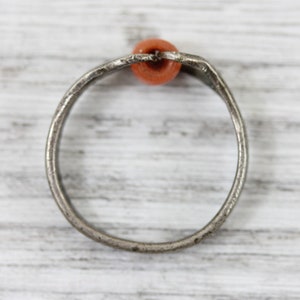 Vintage Mediterranean Coral Sterling Silver 925 Ring Retro Pretty Luxury 7.25 image 5