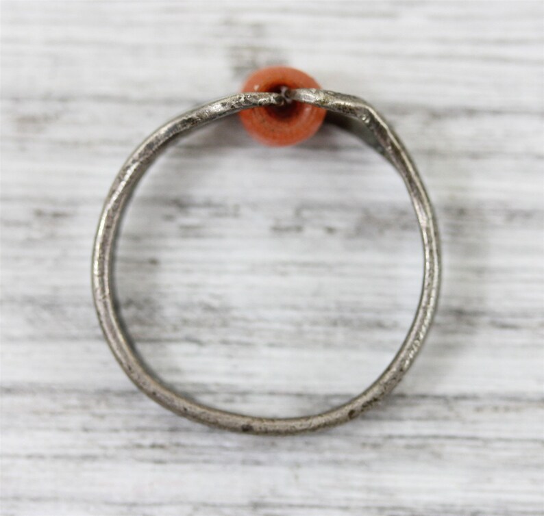 Vintage Mediterranean Coral Sterling Silver 925 Ring Retro Pretty Luxury 7.25 image 5