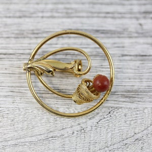 Vintage 12K Gold Filled Brooch Flower Filigree Natural Design