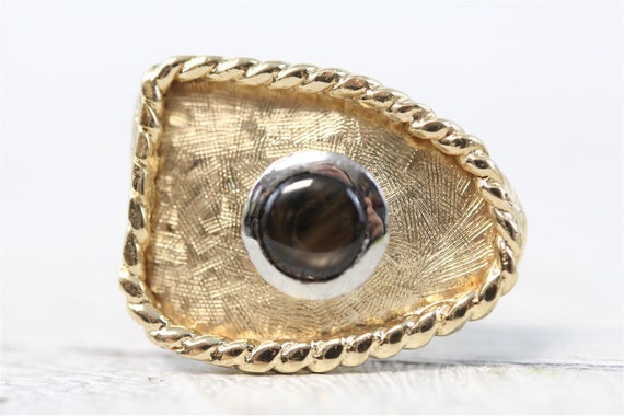 Vintage 14K Gold Smokey Topaz Men's CuffLinks Bru… - image 2