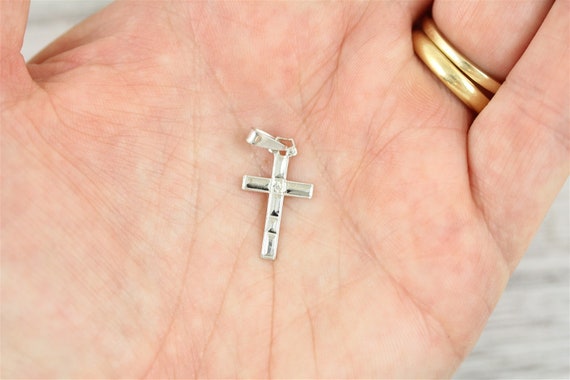 Antique Art Deco Cross 14K White Gold Cross Penda… - image 5