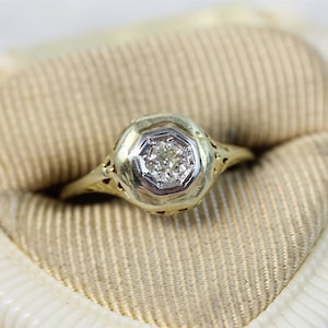 Edwardian 14K Yellow Gold .25 Ct Diamond Engagement Ring Filigree Wedding Finest Luxury 7