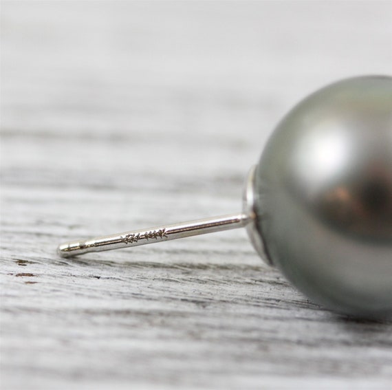 Vintage 11.6mm Tahitian Pearl 14K White Gold Pear… - image 5