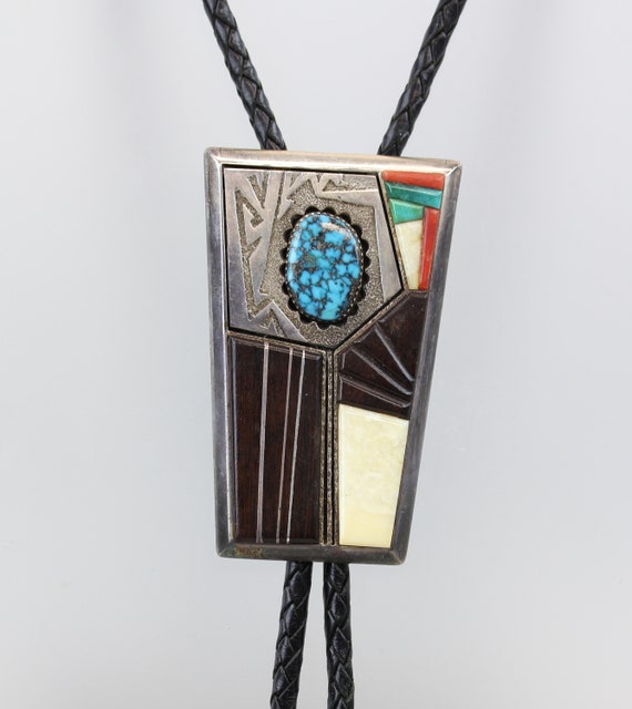 Important Vintage Native American Navajo Richard Tsosie Sterling Silver Bolo Tie Old Important Vintage Native American Navajo Richard Tsosie Sterling Silver Bolo Tie Old