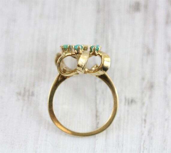 Vintage Cocktail 14K Yellow Gold Turquoise Ring M… - image 6