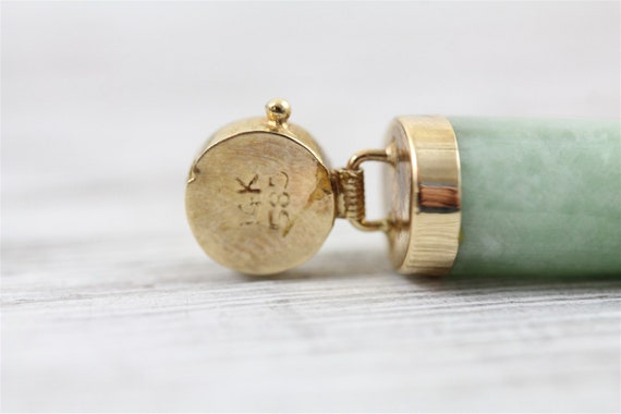 Vintage Asian 14K Gold Jade Green Bracelet Link C… - image 4