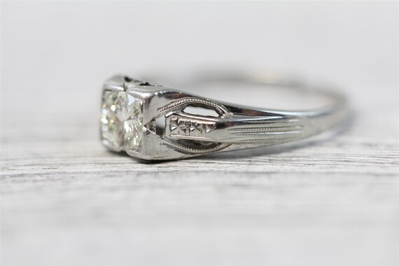 Art Deco 18K White Gold .33 Ctw VS Diamond Engage… - image 4