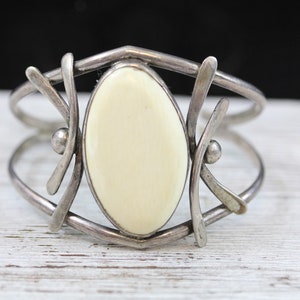 Vintage Handmade Studio Sterling Silver 925 Cuff Bracelet Bone 6.75&quot;
