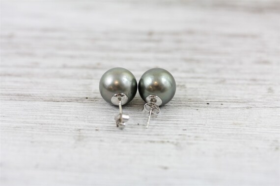 Vintage 11.6mm Tahitian Pearl 14K White Gold Pear… - image 3
