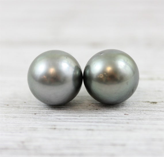 Vintage 11.6mm Tahitian Pearl 14K White Gold Pear… - image 1