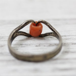 Vintage Mediterranean Coral Sterling Silver 925 Ring Retro Pretty Luxury 7.25 image 4