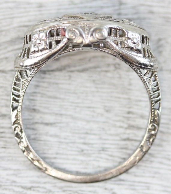 Edwardian 18K White Gold Diamond Engagement Ring … - image 7