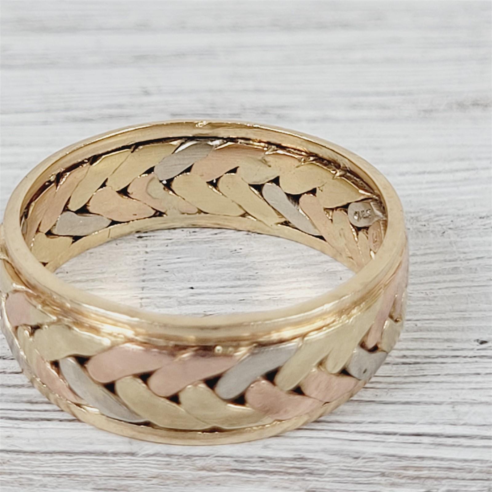 Camelot Project Ralph Ring Vintage Camelot Men's 14K Tri Gold Band Ring 10.25 Braided Rose Retro ...