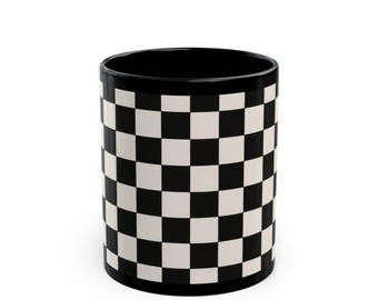 Black and White Checkerboard Mug | Ceramic Coffee Cup