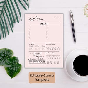 Self-Care Daily Checklist: Minimalist Tracker (PDF Download A4 Size)