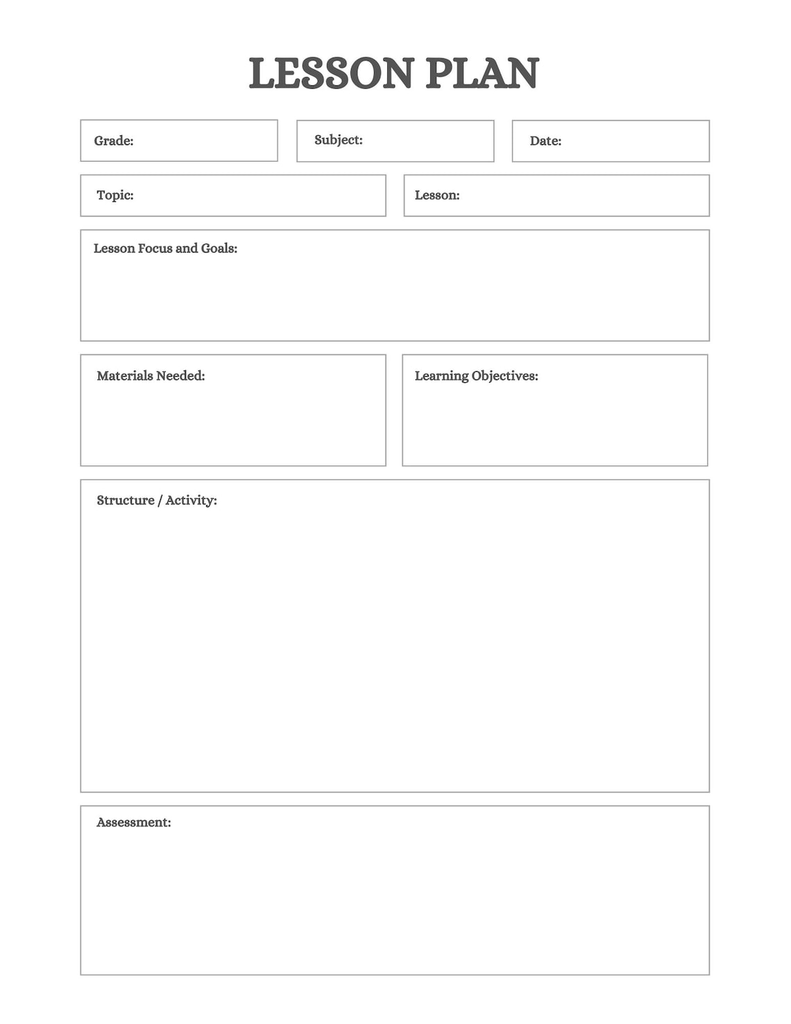 Printable Lesson Plan Template: Homeschool & Classroom Teaching ...