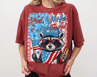 Funny Raccoon Pg, Funny 4th of July Png Design, Patriotic Raccoon Png, Red White And Feral Png, Patriotic Animal Meme, Sublimation File