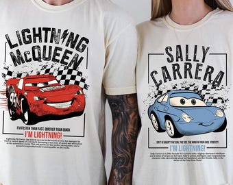Lightning McQueen & Sally Couple, Retro Cars Matching Png, Retro McQueen Png, Sally Png, Disneyland Trip Png,Disneyland Matching Png