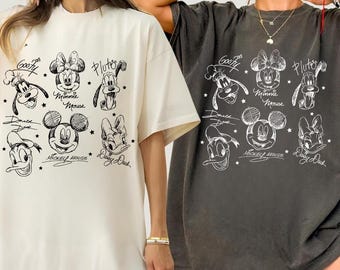 Retro Mickey Mouse and Friends Signatures Png File, Disneyland Characters Magical Digital Download, Disneyworld Mouse Head Png, Mikey & Co