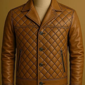 Herren Biker Lederjacke - Handgefertigter gesteppter Echtledermantel - Custom Motorradstil Classic Fit