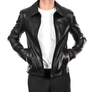 Men’s Black Lambskin Leather Jacket | Handmade Slim Fit Outerwear | Genuine Soft Leather Coat