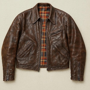 Men’s Vintage 1930s Distressed Brown Leather Jacket | Handmade Cowhide A2 Retro Streetwear Coat | Gift for Him