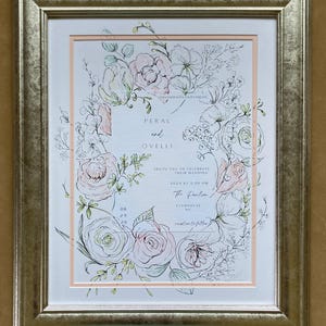 Reserved forLP.BD/11x14/Watercolor Flowers/Framed Wedding Gift/Framed Invitation/ Heartfelt Gift/Couples Gift/Made to Order/Custom Painting
