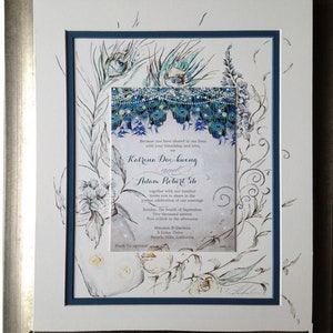 Wedding Theme + Invitation/11x14 Framed/Art with Invitation/Wedding Gift Idea/Framed Invitation/Wedding Invitation Keepsake/Gift for Couple