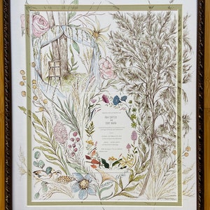 16x20 Framed/ Flowers + Invitation Suite/Framed Wedding Invitation/Watercolor Painting on Invitation/Framed Wedding Gift/Invitation Keepsake