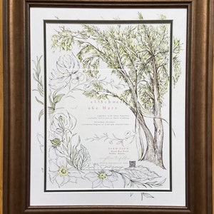 11x14 framed/Tree+Invite/ Invitation Keepsake/Wedding Gift /Wedding Keepsake/For Couple Unique/Couples Home Decor/Couple Unique Personalized