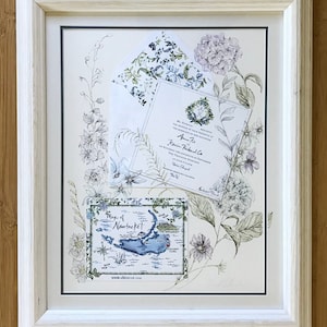 Reserved for LF/Wedding Invitation Painting/16x20/Framed/Art with Invitation/Custom Wedding Gift/Invitation Keepsake/Anniversary Gift