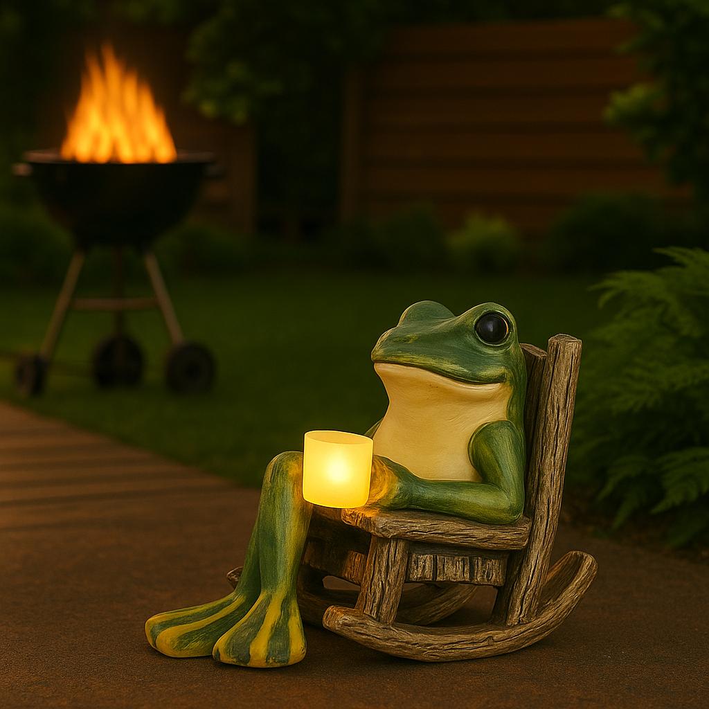 New Solar Garden Statue Loving Frog Figurine Lights for Yard, Patio & Outdoor