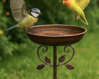 Vasca e mangiatoia per uccelli – Decorazione da giardino per uccelli / Fontana con ciotola d'acqua in piedi, ornamento da giardino