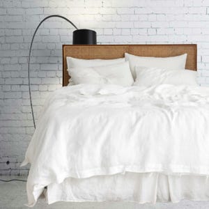 Linen Duvet Cover Set with 2 Pillowcases in  White – Stone Washed Flax Bedding, King Queen Full Twin CalKing Sizes – Soft & Breathable