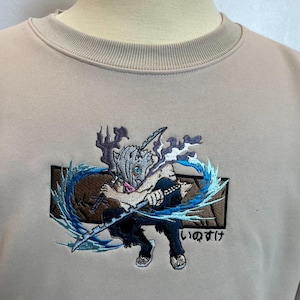 Inosuke Embroidered Hoodie – Demon Slayer Anime Sweatshirt, Beast Breathing Design, Manga Shirt Gift for Him or Her, Kimetsu no Yaiba