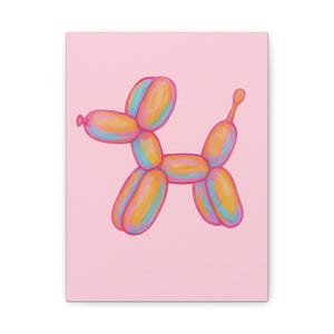 Balloon Dog Wall Art, Pink Pop Art Canvas Print, Colorful Retro Decor for Teen Room, Dorm, or Gallery Wall