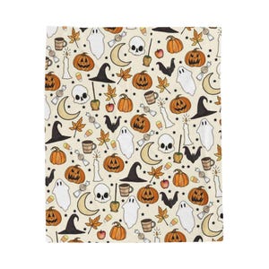Cozy Halloween Blanket, Spooky Ghosts, Pumpkins & Bats Design, Soft Fleece Throw for Fall Decor, Couch, Bed Seasonal Gifting