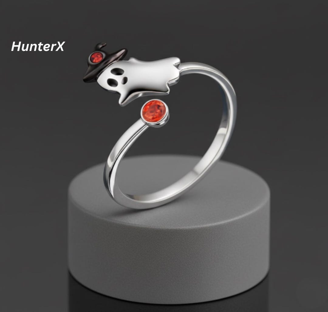 Spooky Ghost Ring, Halloween Costume Jewelry, Adjustable Silver Ring - Etsy
