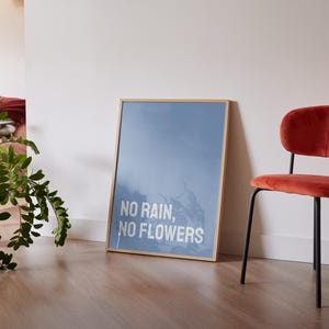 No Rain No Flowers – Aesthetic Motivational Quote Poster | HD Digital Download + Editable PDF