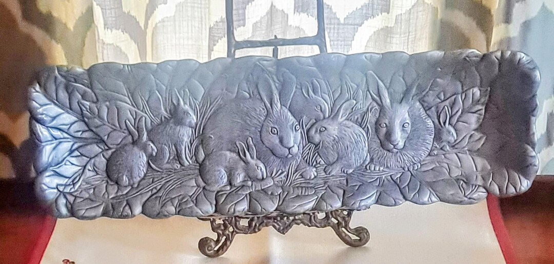 Arthur Court Embossed Bunny Serving Tray, Rabbit Family Design ...