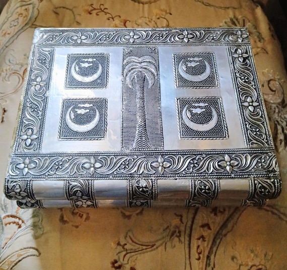 Vintage Indian Silver Jewelry Box/Sewing Box BOHO Décor