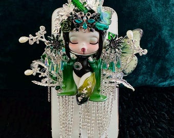 Clip per telefono a forma di teschio e panda: accessorio glamour e scintillante regolabile