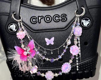 Catena per borsa a farfalla / Ciondolo per borsa con perline e strass / Accessorio per borsa scintillante