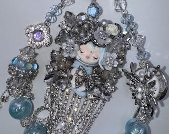 Portachiavi con teschio e panda in strass: ciondolo per telefono ispirato al Pop Mart