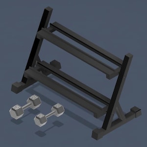 STL File Pack 2: 1/12 Scale Dumbbell Rack & Weights – Miniature Gym Equipment