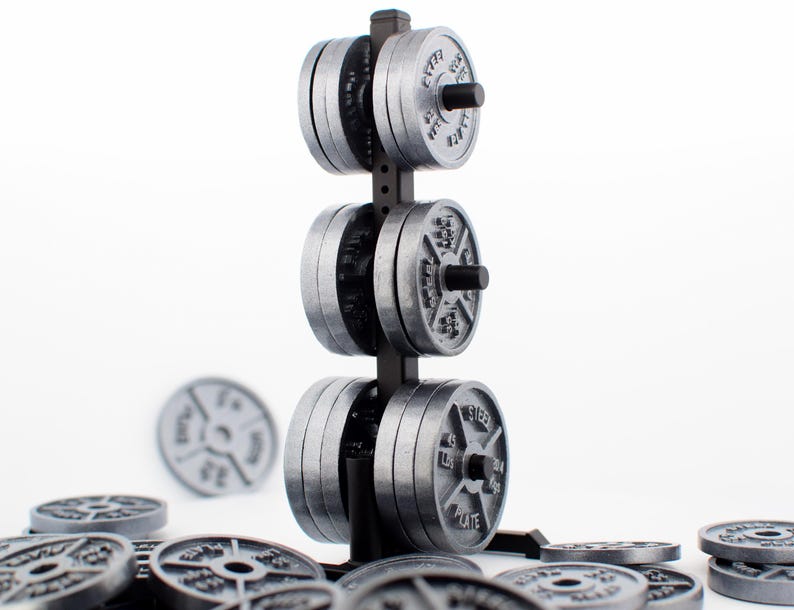 1/12 Scale Weight Plates & Tree – 45lb, 35lb, 25lb Plates, Barbell ...
