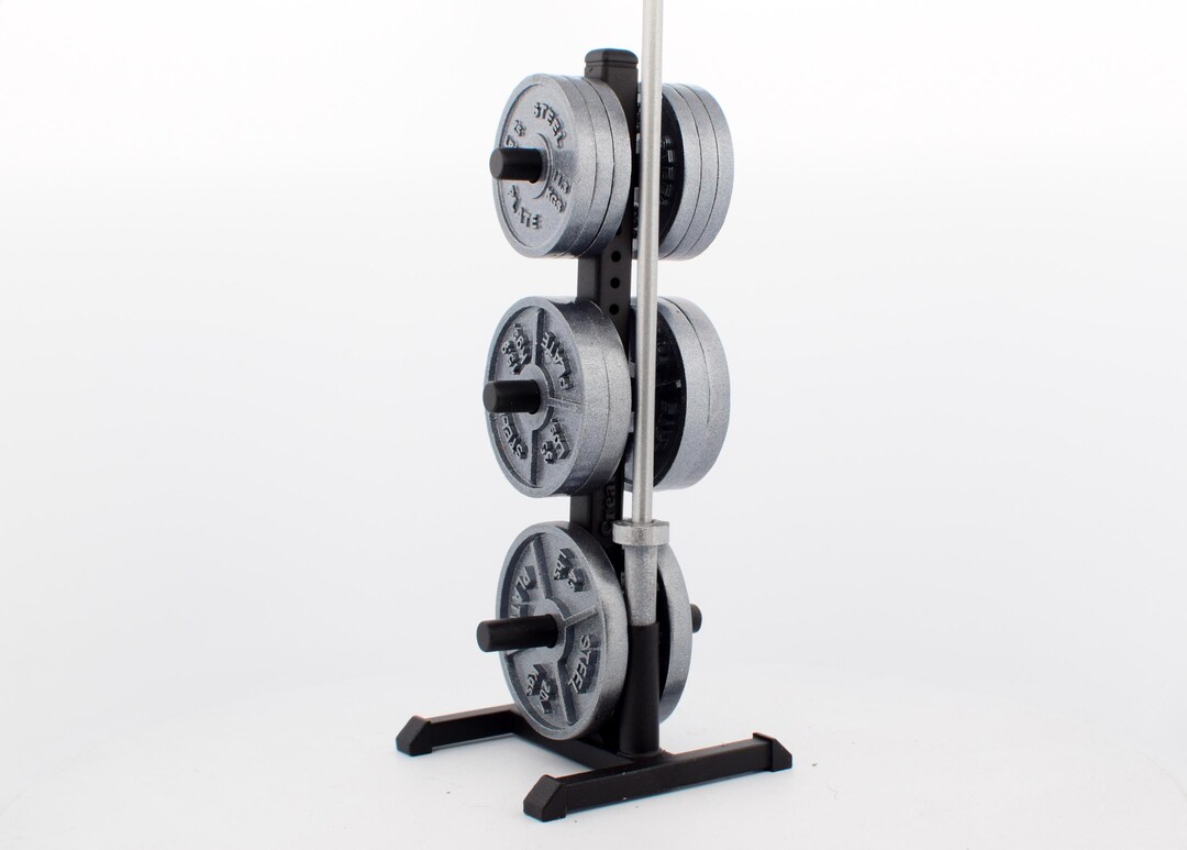 1/12 Scale Weight Plates & Tree – 45lb, 35lb, 25lb Plates, Barbell ...